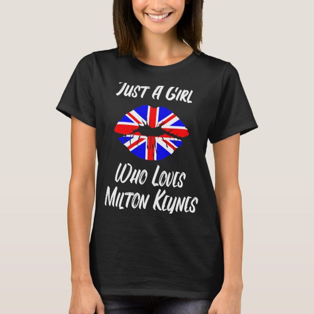 T-shirt Lips Amour Bouche Union Jack Drapeau Milton Keynes (Devant)