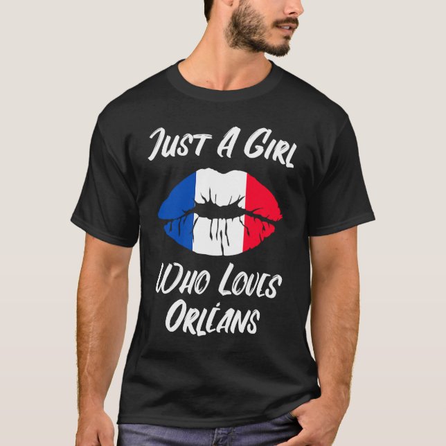 T-shirt Lips and Mouth Love French Flag Orleans (Devant)