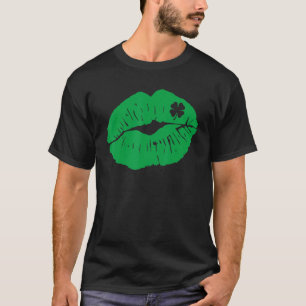 T-shirt Lips Kiss Me Je suis Irlandais Shamrock Irlande St