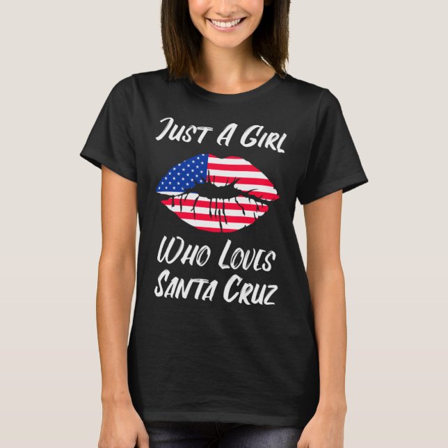 T-shirt Lips Mouth Love American Flag Père Noël Cruz (Devant)