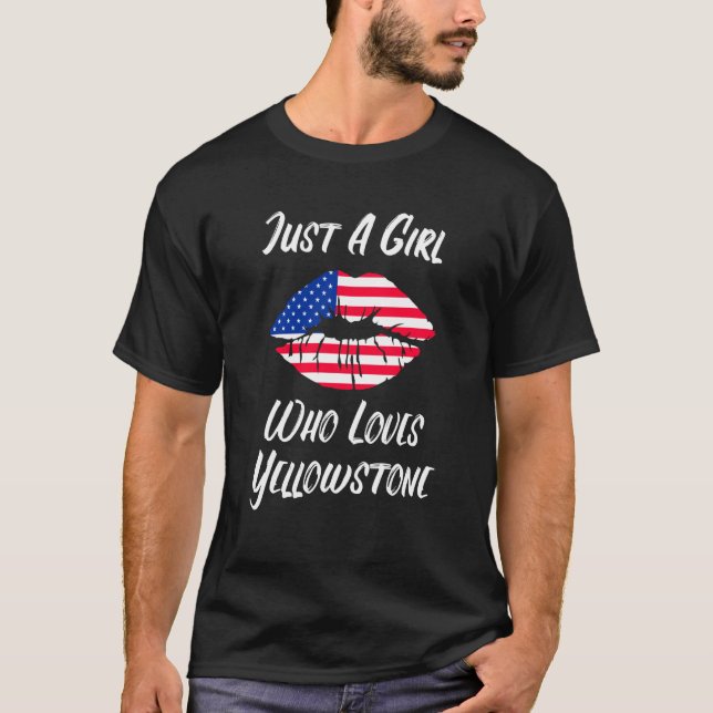 T-shirt Lips Mouth Love American Flag Yellowstone (Devant)
