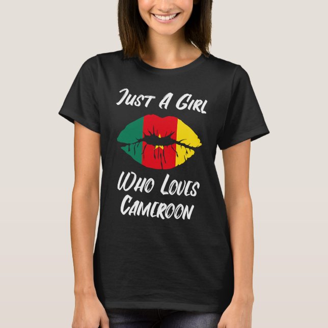 T-shirt Lips Mouth Love Flag Cameroon (Devant)