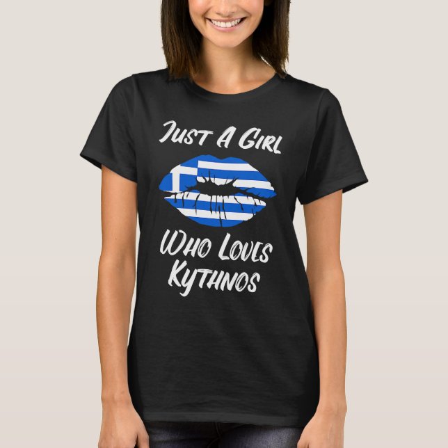 T-shirt Lips Mouth Love Greek Flag Kythno (Devant)