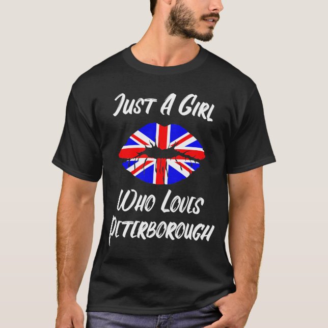 T-shirt Lips Mouth Love Union Jack Drapeau Peterborough (Devant)