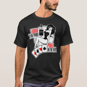 T-shirt Liquor Dans Le Poker Avant Dans Le Sey Arrière Te