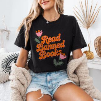 T-shirt Lire les livres interdits Rétro minimaliste floral