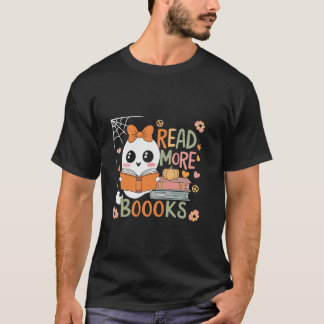 T-shirt Lire Plus Livres Cute Ghost Citrouille Livres Lect