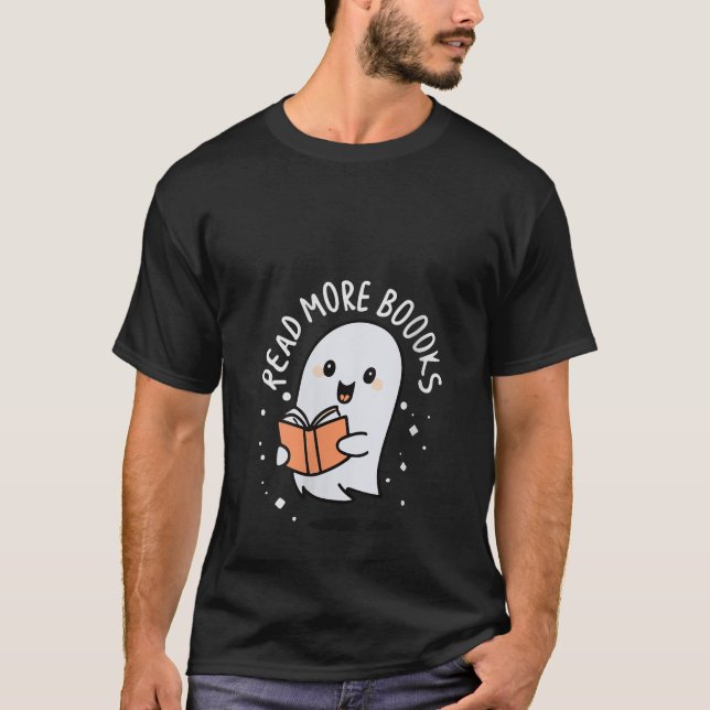 T-shirt Lire Plus Livres Cute Ghost Halloween Enseignant V (Devant)