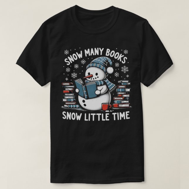 T-shirt Lire Snowman tellement de livres Drôle Noël Hommes (Design devant)