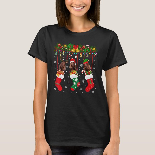 T-shirt L'Irlandais Setin Sock Xmas Reindeer Père Noël Elf (Devant)