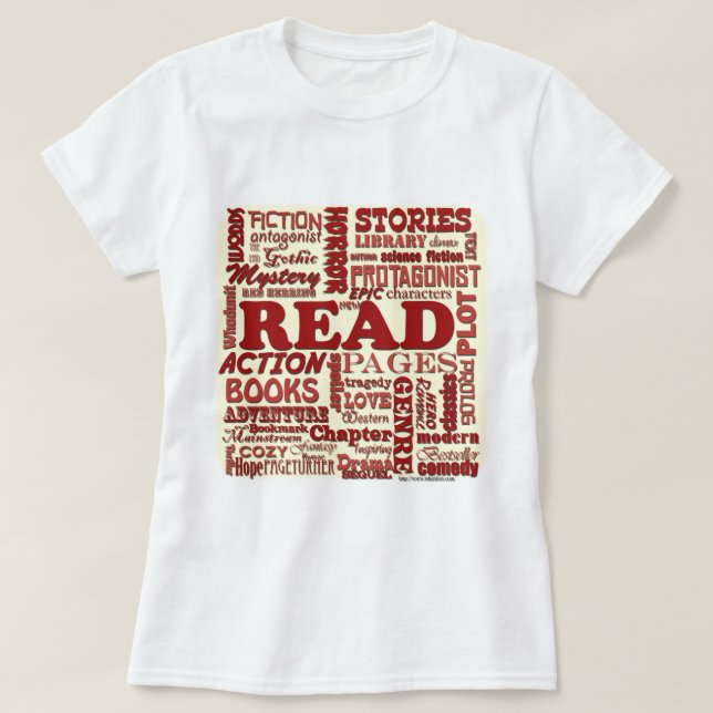 T-shirt Lisez tous à son sujet rouge ! (Design devant)