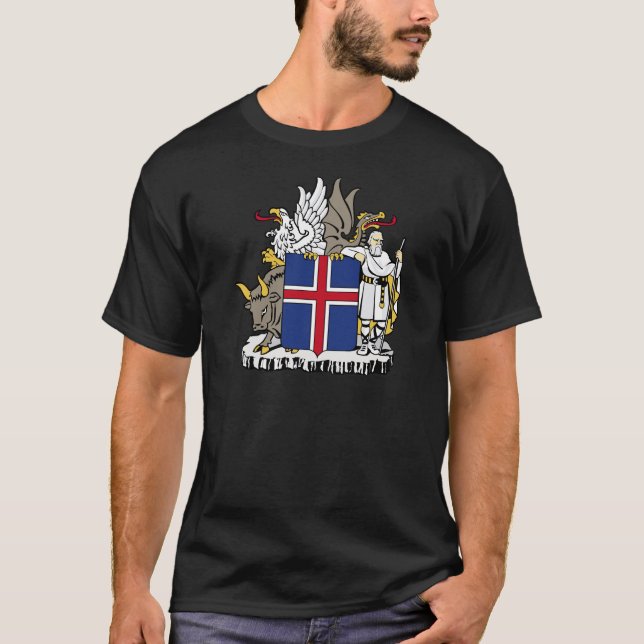 T-shirt L'Islande EST manteau de Ísland des bras (Devant)