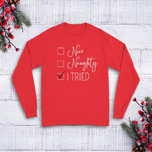 T-shirt Liste de contrôle de Festive Fun : Nice, Naughty, 