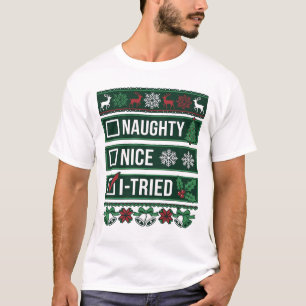 T-shirt Liste de contrôle Noël gentil vilain rennes essayé