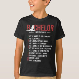 T-shirt Liste de contrôle pour l'enterrement de vie de gar