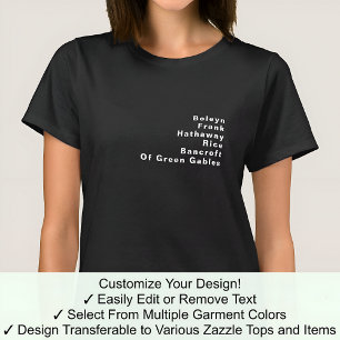T-shirt Liste de noms de famille célèbres notables personn