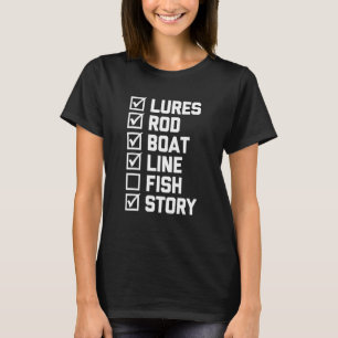 T-shirt Liste de pêche Dire Poisson Pêcheur Pêche