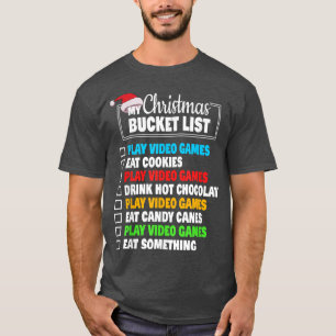 T-shirt Liste de seaux de Noël Santa Hat Funny Video Gamer
