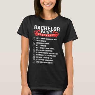T-shirt Liste de vérification pour l'enterrement de vie de
