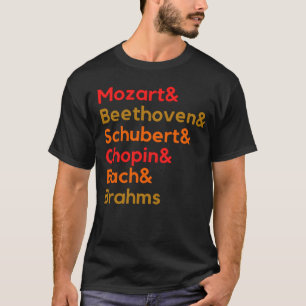 T-shirt Liste des compositeurs classiques Mozart Beethoven
