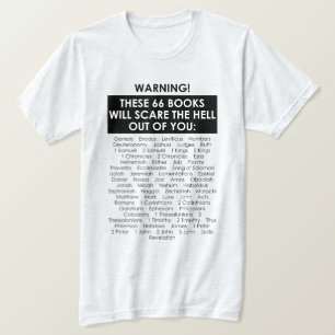 T-shirt Liste des livres de la Bible Peur Enfer dehors Drô