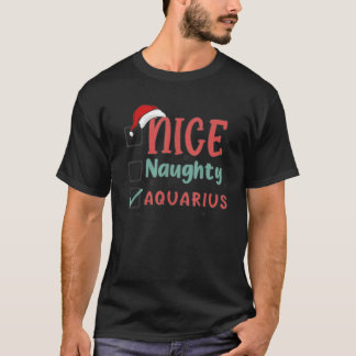 T-shirt Liste Naughty Nice Signe Astrologique Verseau T-Sh