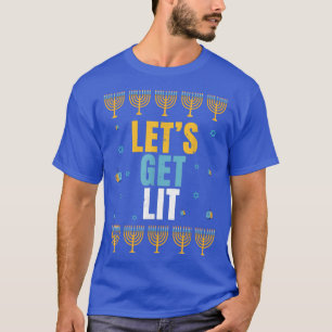 T-shirt Lit Menorah Lumière Chanukah Fête juive Funny Ha