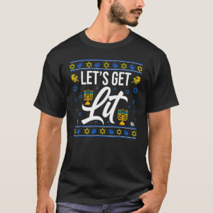 T-shirt Lit Noël Hanoukka Menorah Jewish Ch