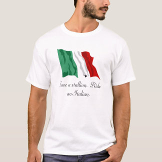 T-shirt L'Italien-Drapeau, sauvent un étalon.  Montez un