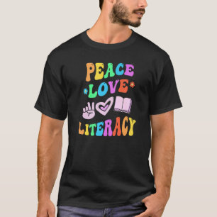 T-shirt LITTÉRATIE AMOUR PAIX Professeur de lecture rétro 