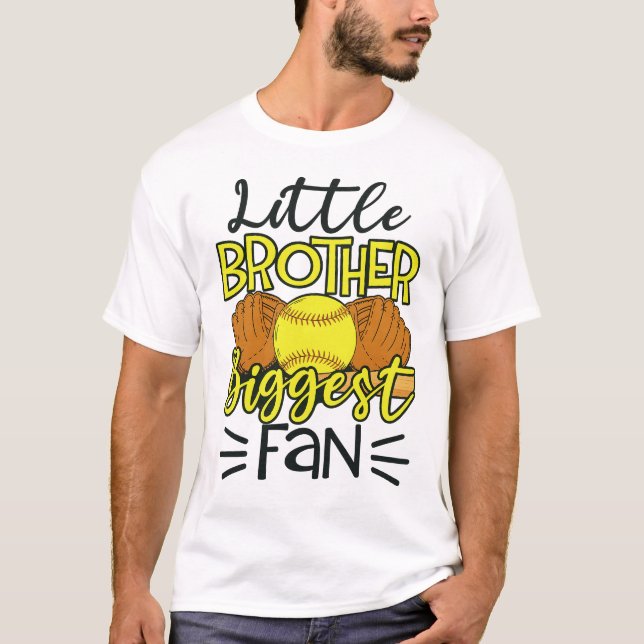 T-shirt  Little Brother Biggest Fan Softball (Devant)