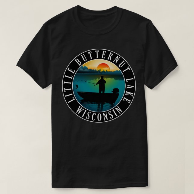 T-shirt Little Butternut Lake Wisconsin Pêche (Design devant)