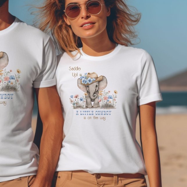 T-shirt Little Cowboy Boho Elephant Baby Faire-part (Mom to Be shirt from the Boho Elephant Baby Shower Collection by Darling & May)