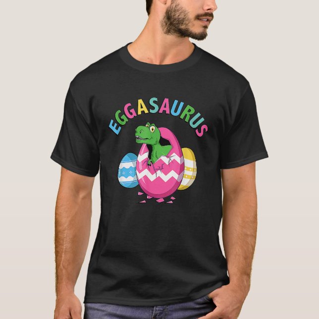 T-shirt Little Dino Breaking Egg Shell Cute Easter Bunny E (Devant)