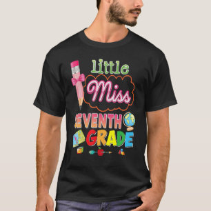 T-shirt Little Miss 7e année Crayon Bow Retour à l'école S