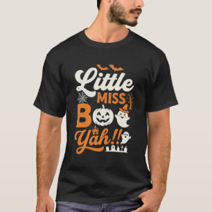 T-shirt Little Miss Boo Yah Halloween Fantôme Typographie