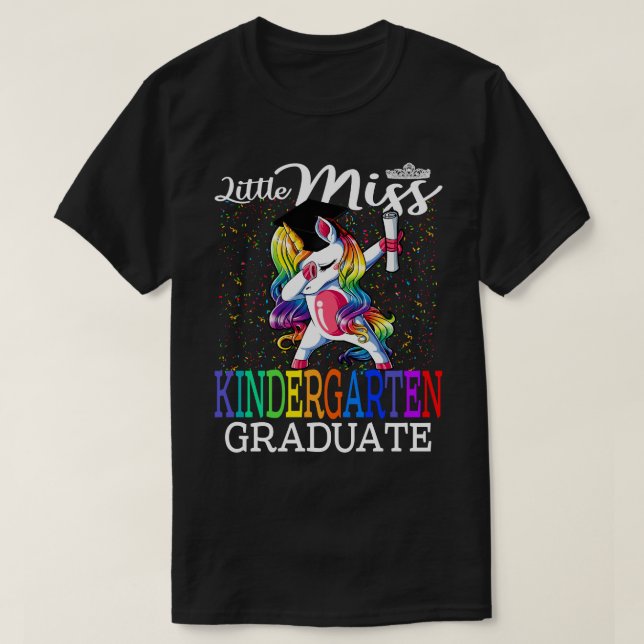 T-shirt Little Miss Kindergarten Graduate Unicorn (Design devant)