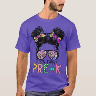 T-shirt Little Miss Pre-K Messy Bun Sunglasses Leopard Tie