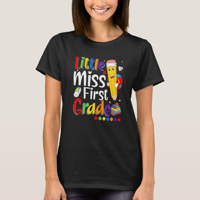 T-shirt Little Miss Première Année Retour À L'École 1ère A (Devant)