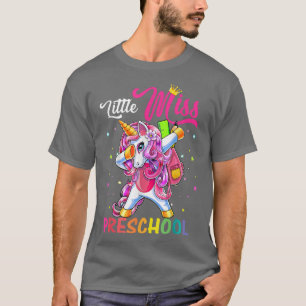 T-shirt Little Miss Preschool Dabbing Unicorn Retour À Sch