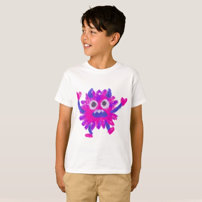 T-shirt Little Monster Animal Drawing (Devant entier)