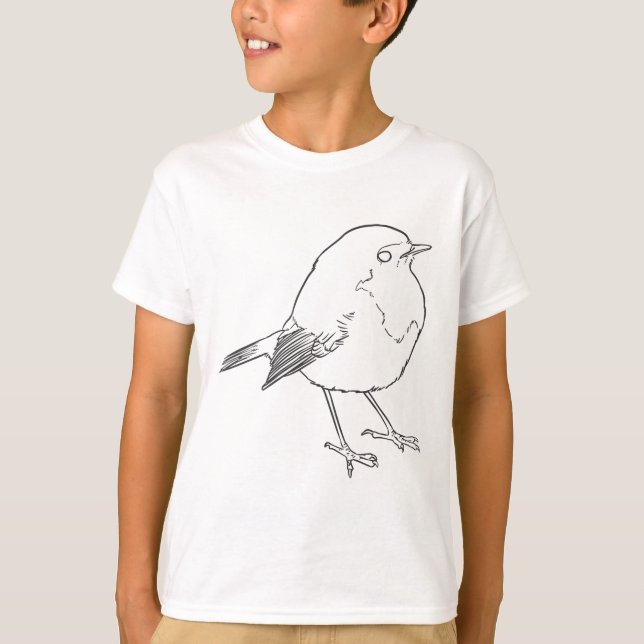 T-shirt Little robin bird lineart (Devant)