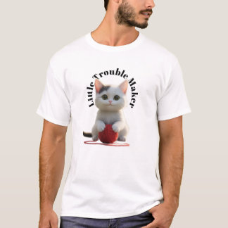T-shirt "Little Trouble Maker" Cute Kitten and Yarn 