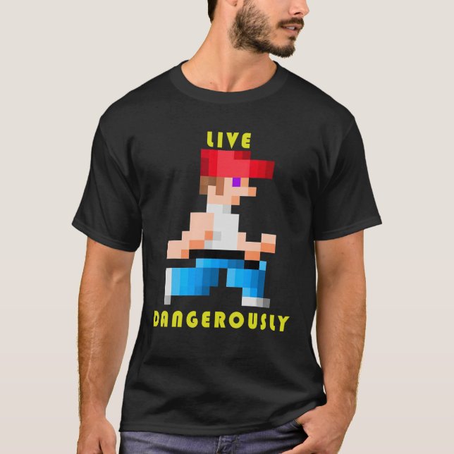 T-shirt live dangerously Retro Gaming (Devant)