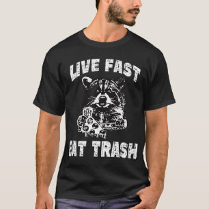 T-shirt Live Fast Eat Trash Funny Raccoon Camping Vintage