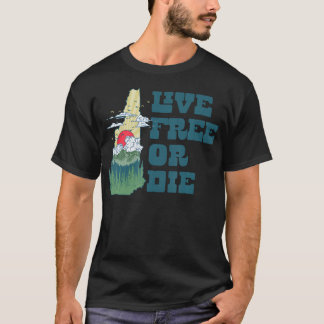 T-shirt Live Free Or Die New Hampshire Outdoor Hiking Stat