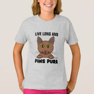 T-shirt Live Long and PAWS PURY Funny Cat T Shirt