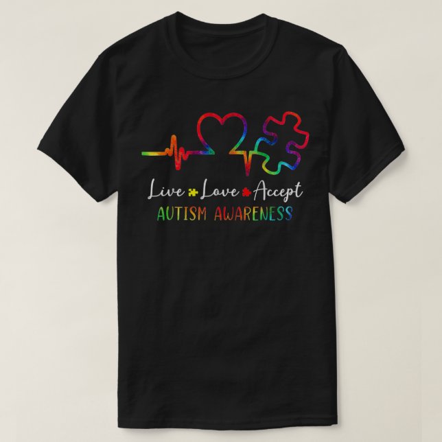 T-shirt Live Love Accept Autism Awareness  (Design devant)