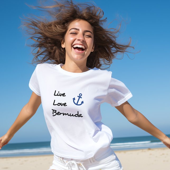 T-shirt Live Love Bermuda Script Texte avec Ancre (Créateur téléchargé)