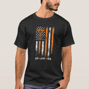 T-shirt Live Love Heal USA drapeau meilleure infirmière